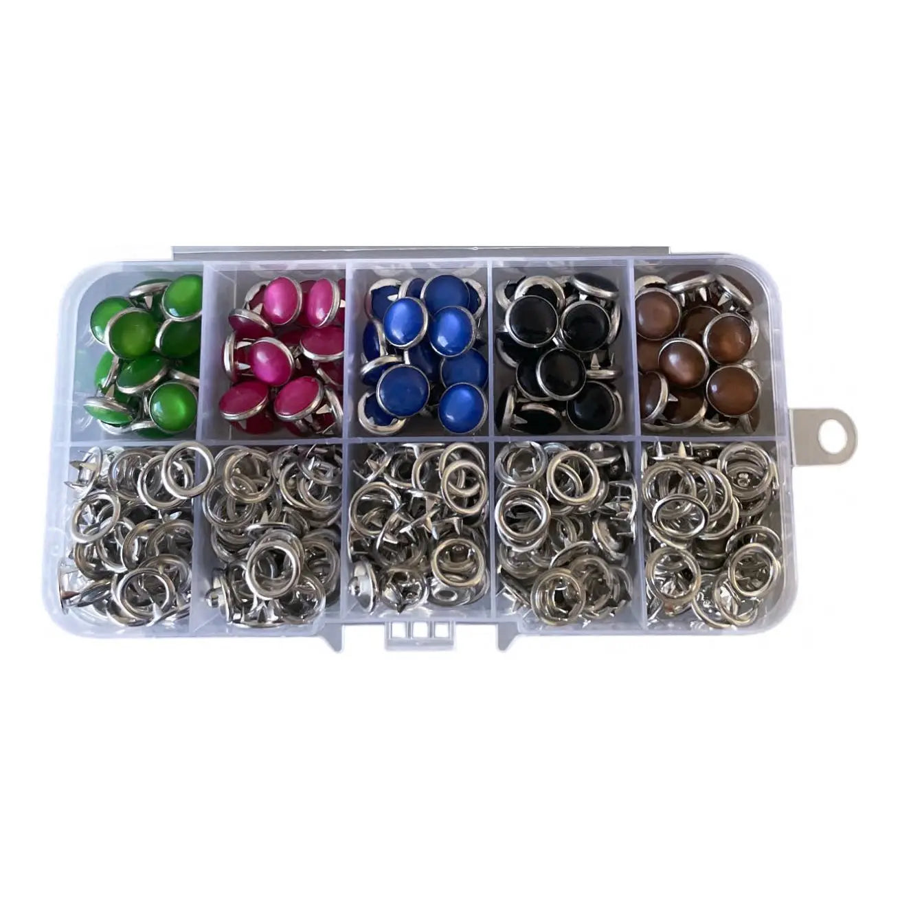 100 Sets 9.5 mm Prong Pearl Capped snaps in 5 colors - Image #3
