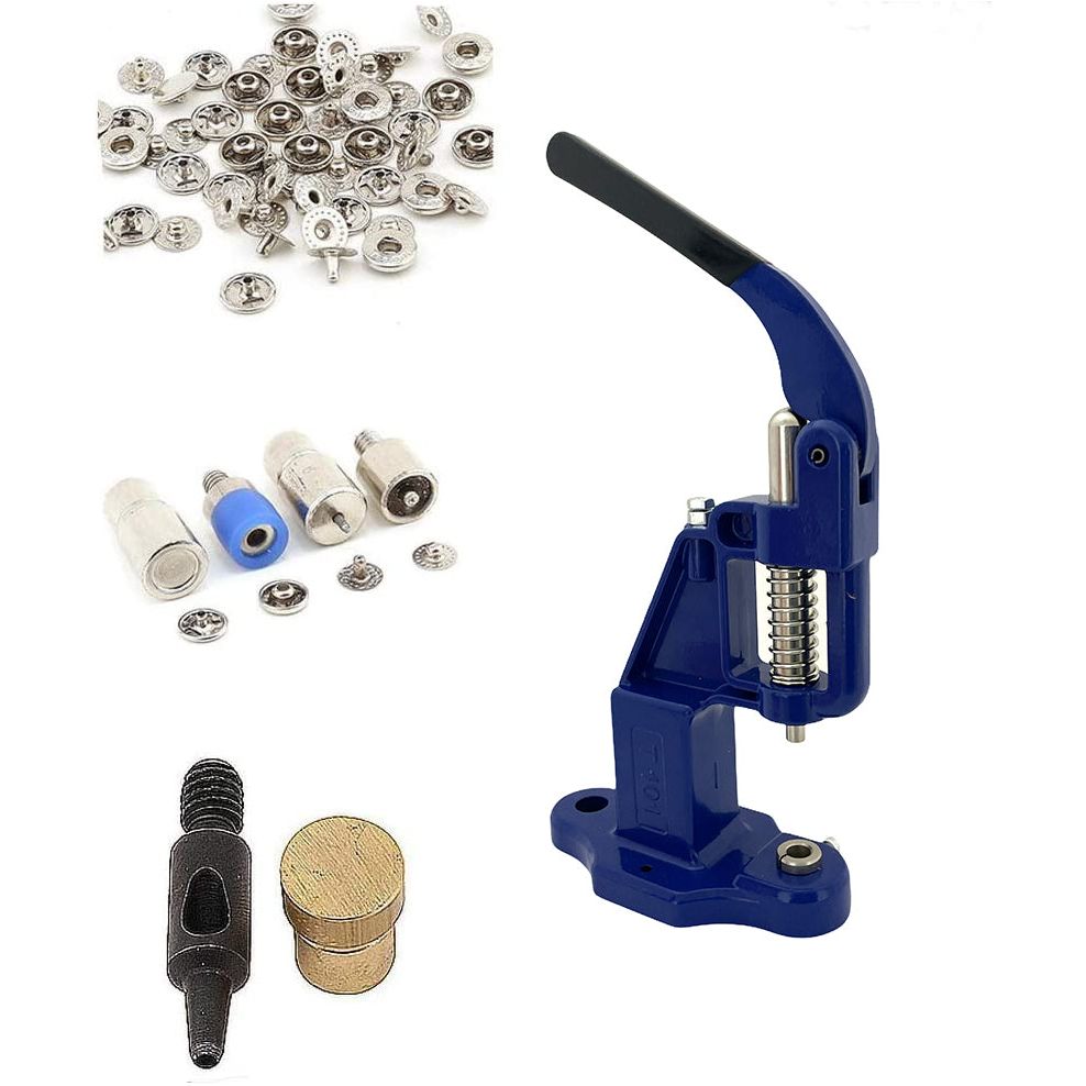 720 sets 4 piece 12.5mm (line 20) fashion spring snap buttons with manual press machine, dies, hole punch tool