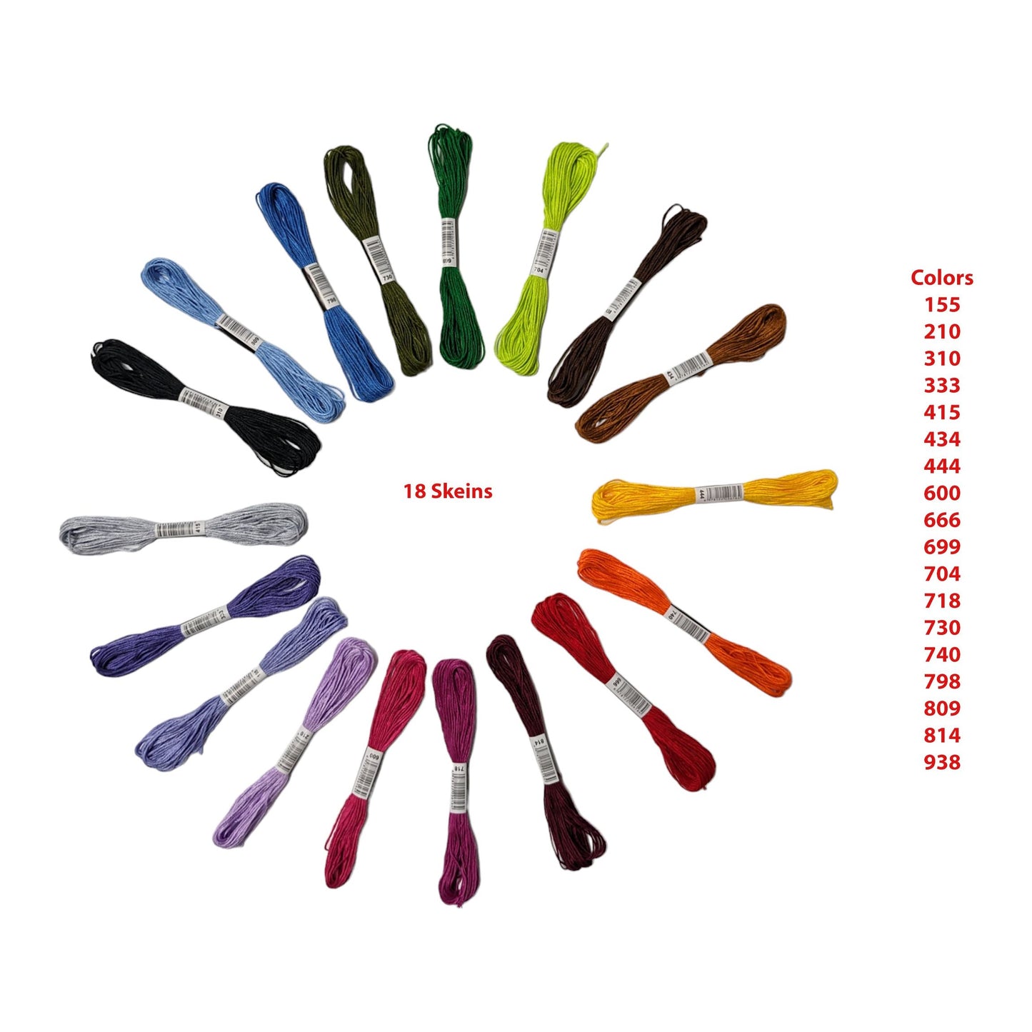 Embroidery Kit with 2 Beech Wood Hoops(19 and 25cm), 100% Cotton Embroidery Floss, Needles and Bobbins (18)