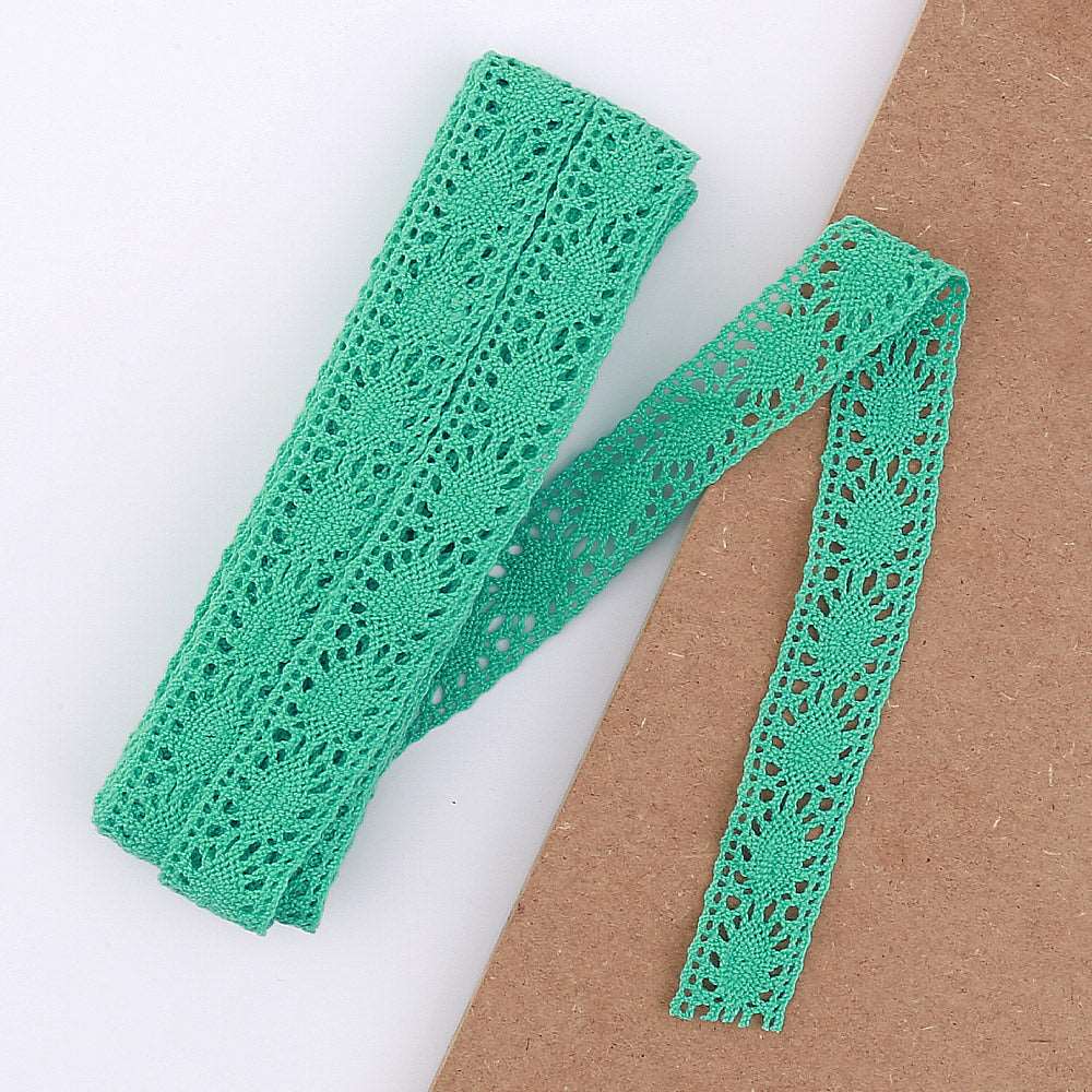 5mt cotton crochet green lace vintage trimming (34517)