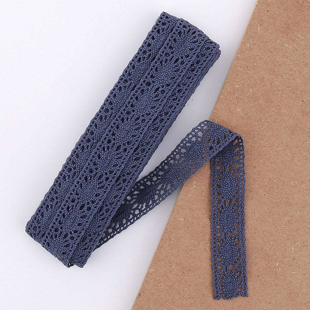 5mt indigo blue cotton crochet lace vintage trimming (34517)
