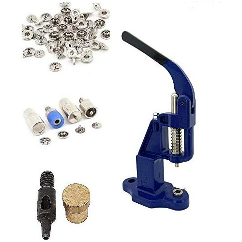 100 Sets 4 Piece 12.5mm (line 20) Fashion Spring Snap Buttons with Manual Press Machine, Dies, Hole Punch Tool