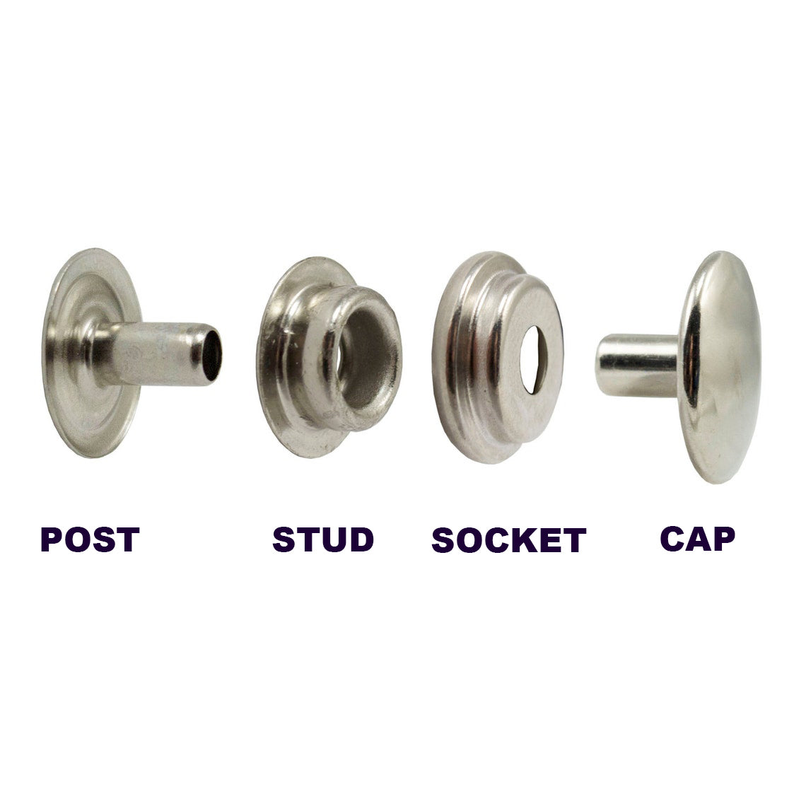 Stainless Metal Silvertone 15mm Utility Snap Buttons ( Line 24 )