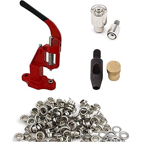 Complete Kit of 600 Eyelets (#3#5#24) with Hand Press Grommet Machine, Dies and Hole Punch