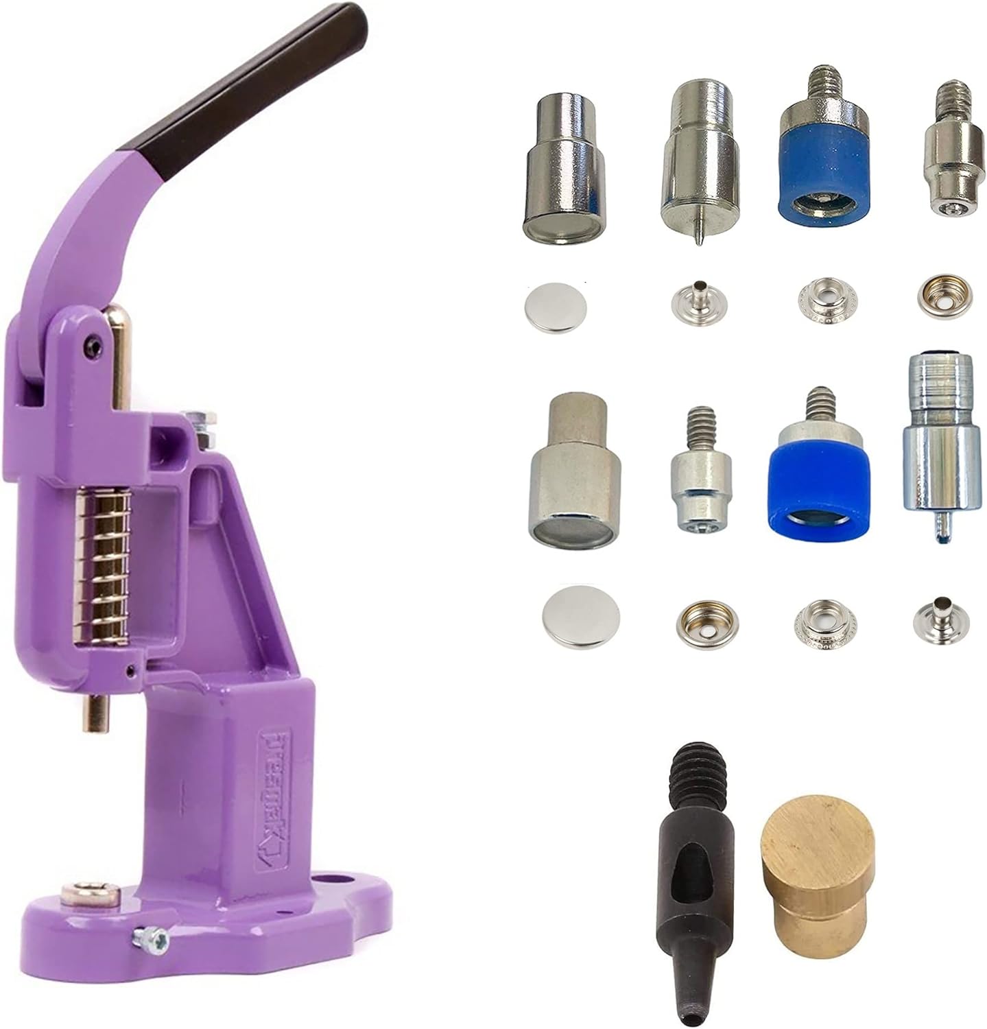Hand Press with Total 200 Sets (800 Pieces) Rust Free 12.5mm (20L - ln20) Snaps and 15mm (24L-ln24) Snaps with Dies and Hole Punches
