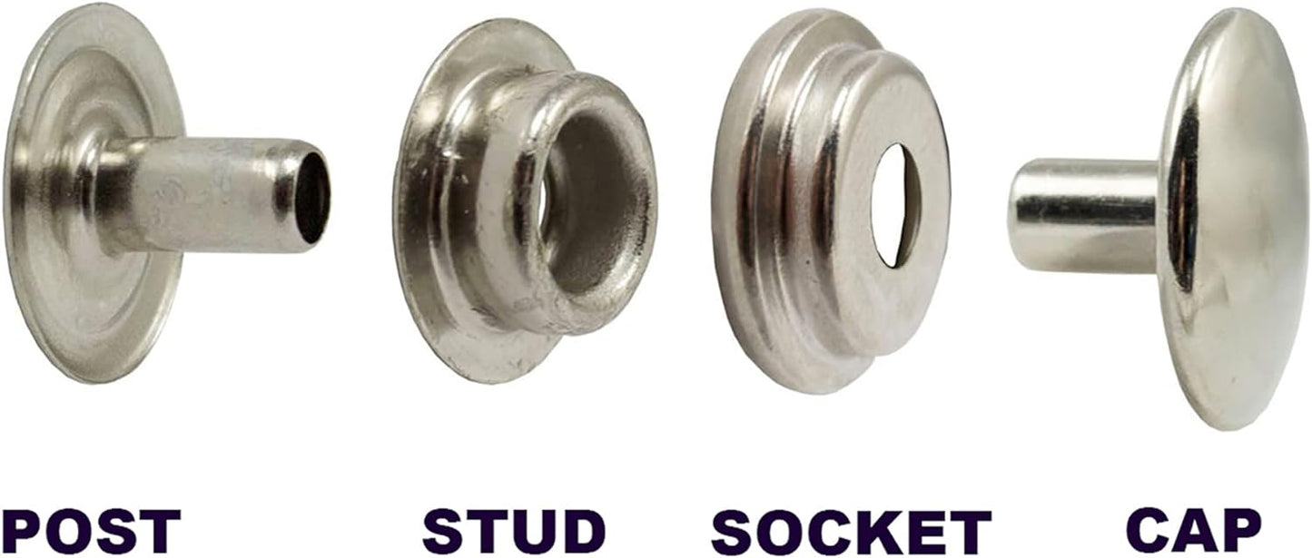 Hand Press with Total 200 Sets (800 Pieces) Rust Free 12.5mm (20L - ln20) Snaps and 15mm (24L-ln24) Snaps with Dies and Hole Punches