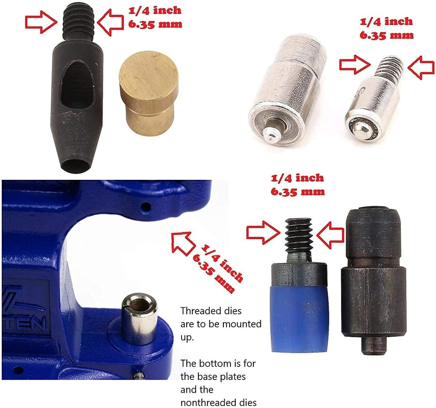 Hand Press with Total 200 Sets (800 Pieces) Rust Free 12.5mm (20L - ln20) Snaps and 15mm (24L-ln24) Snaps with Dies and Hole Punches