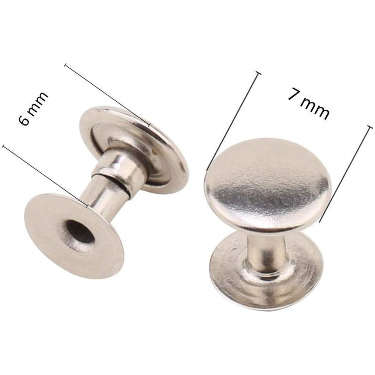 7 mm Single Cap Brass Rivets - Silver tone