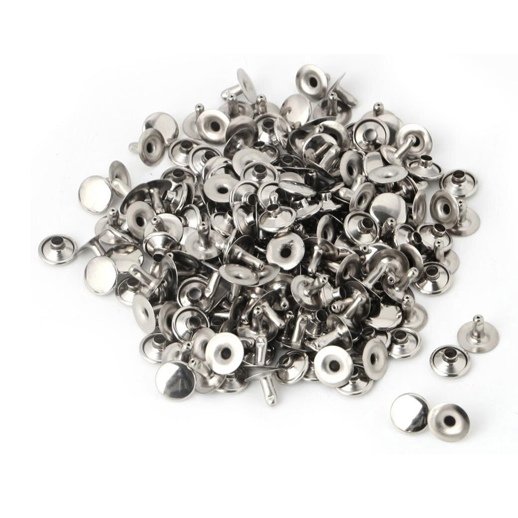 7 mm Single Cap Brass Rivets - Silver tone