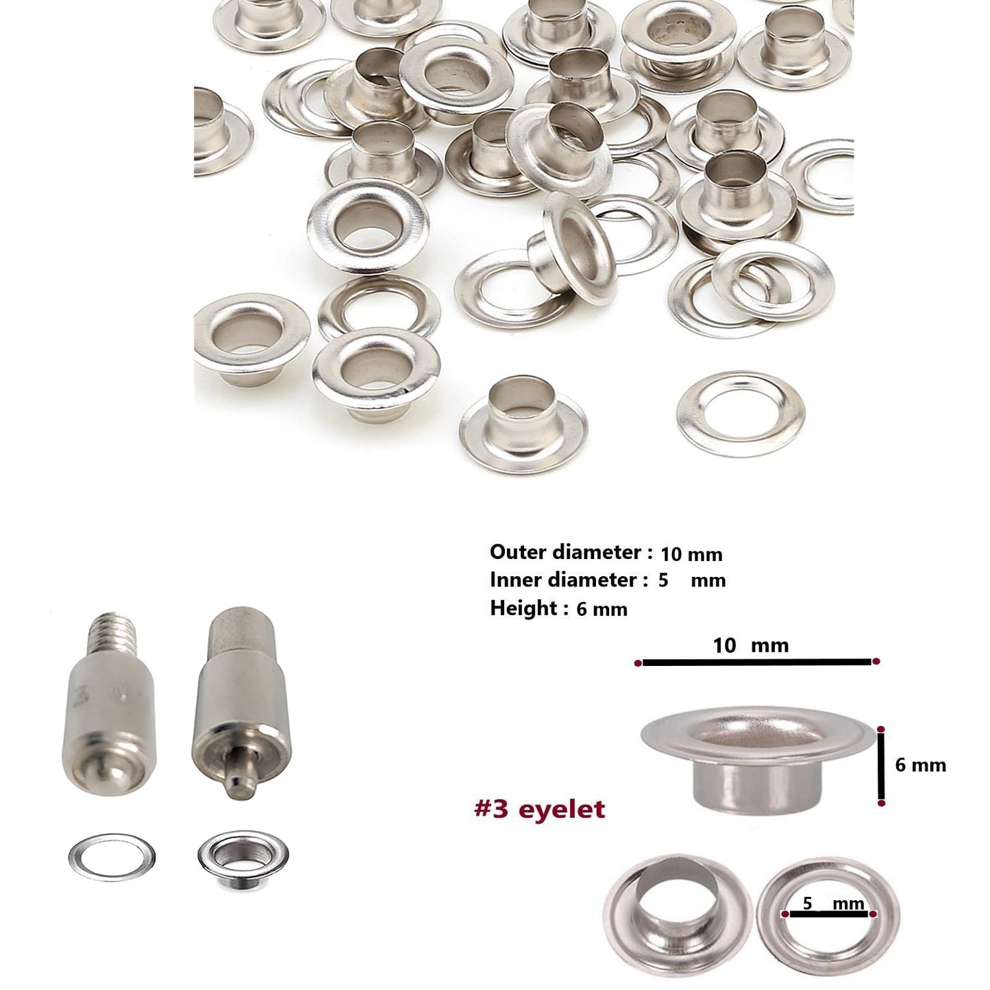 Hobby Trendy Hand Press with Brass 14 & 17 mm Jean Buttons Nipple Rivets 5mm (Nr3) Eyelets 7 and 9 mm Single Capped Rivets matching Dies and Hole Punch