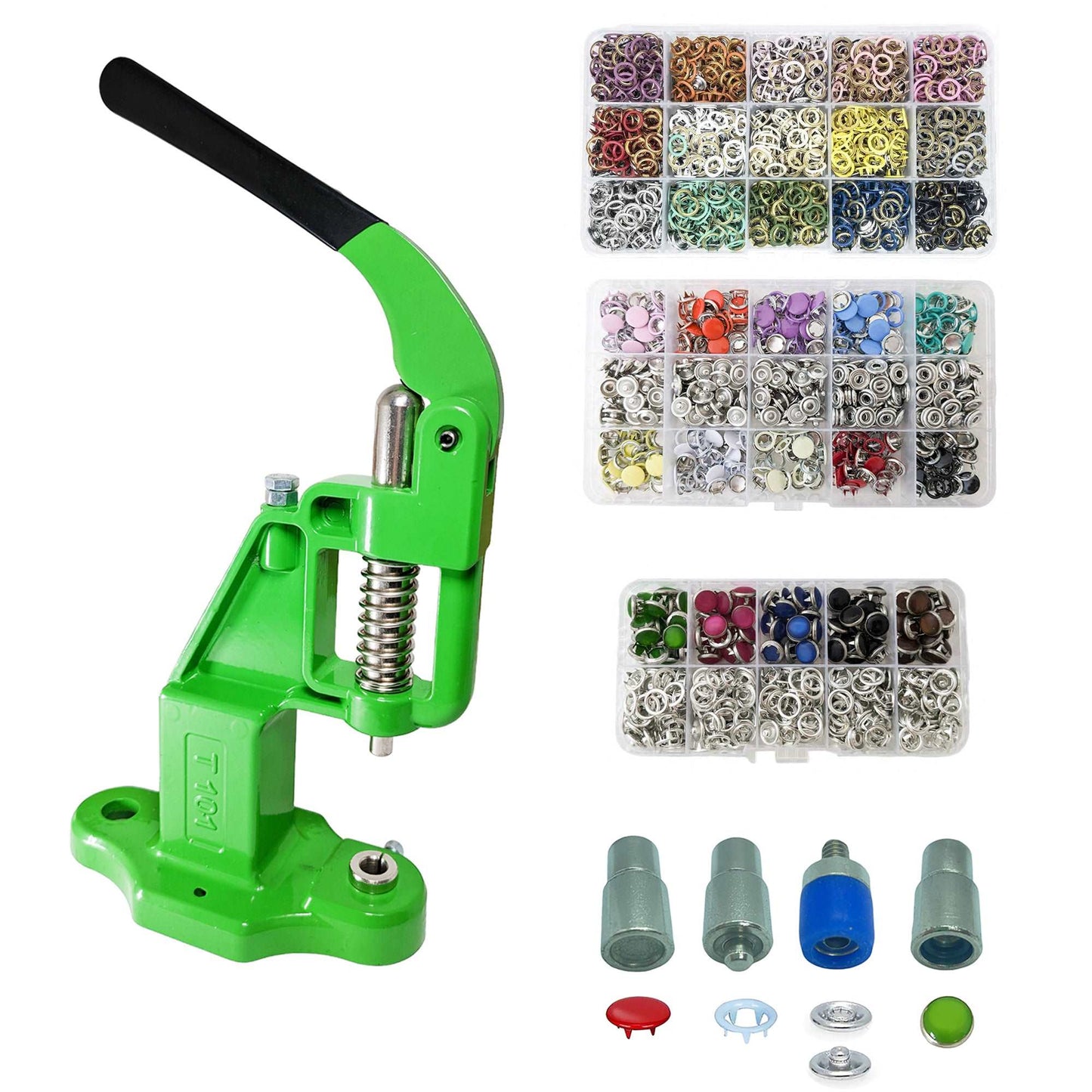 550 Sets of Colorful 9.5 mm Variety Prong Snaps Buttons Set with Manual Press Machine and Snap Button Dies