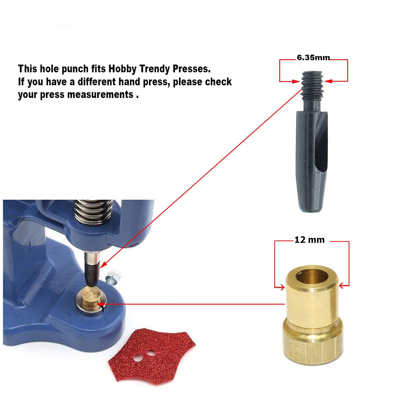 Hobby Trendy Circle Shaped Hole Punch Set with Hand Press for Leathercrafts DIY Project Crafts