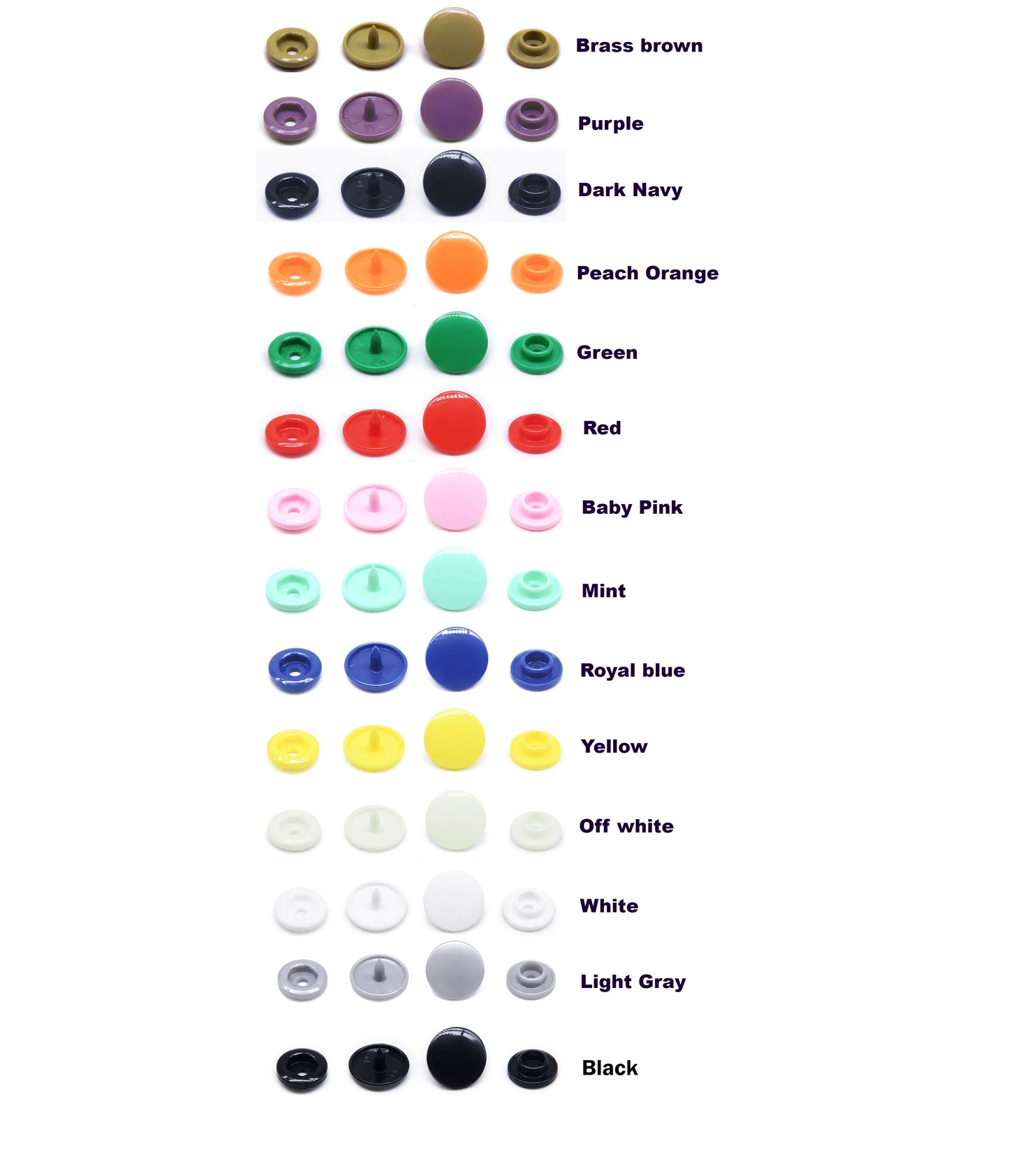T5 (12.5mm - ligne 20 ) Plastic Snap Buttons