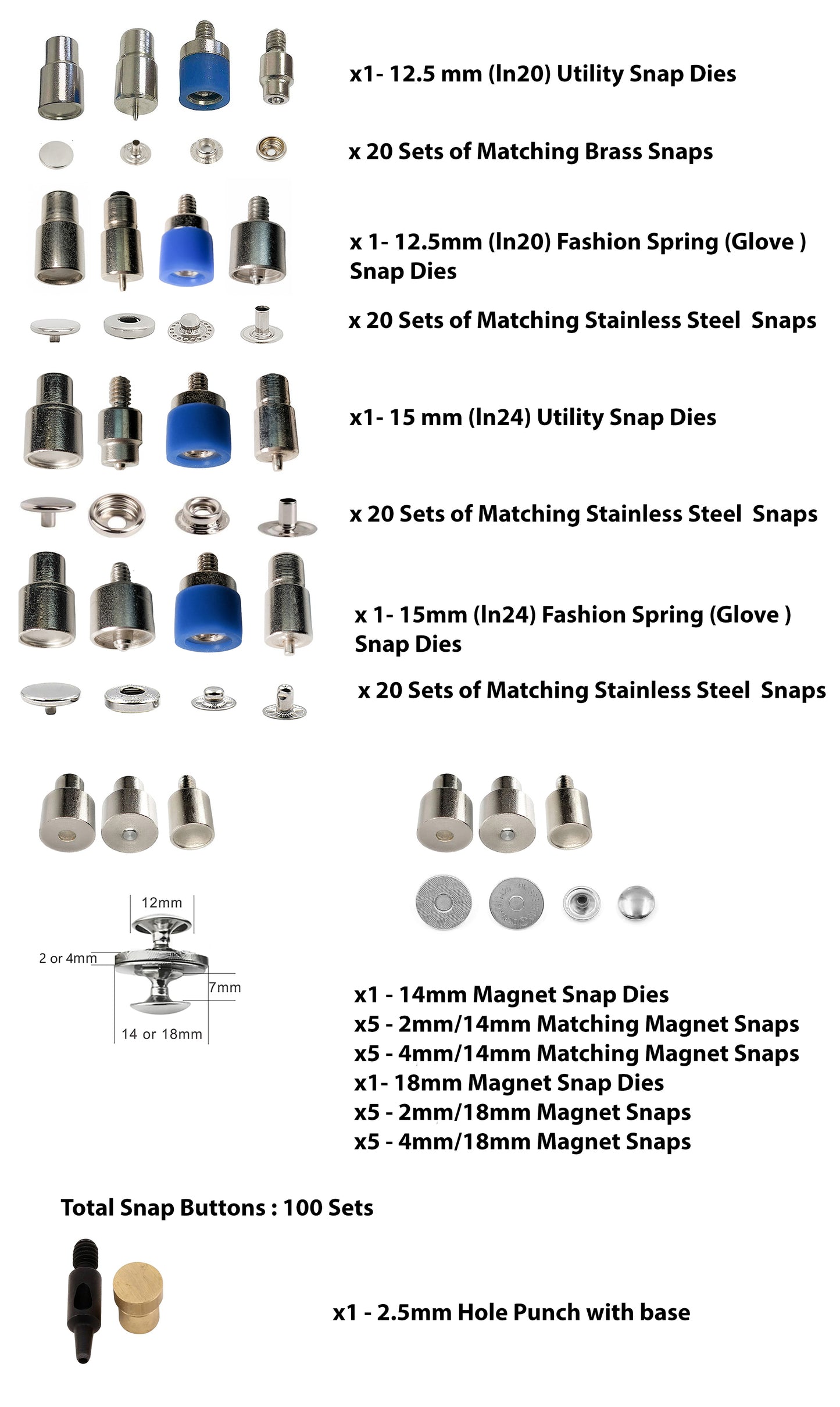 Favorite Starter Snap Buttons Bundle with Hand Press and Matching Dies