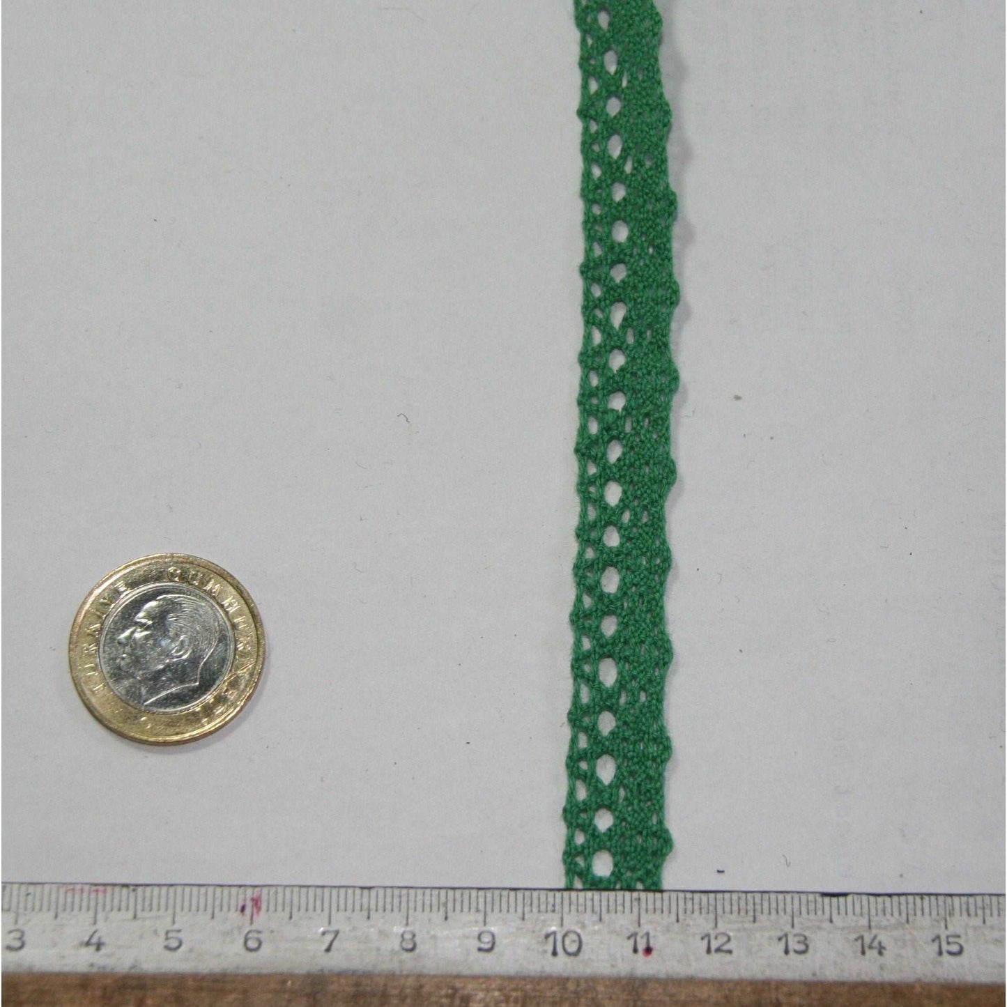cotton crochet green lace trimming -5 mt (34519)