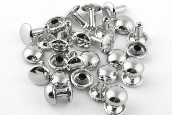 9mm Dome/ Mushroom Rivets - High Dome Double Cap Rivets for Leathercraft & Bags (10mm Stem)