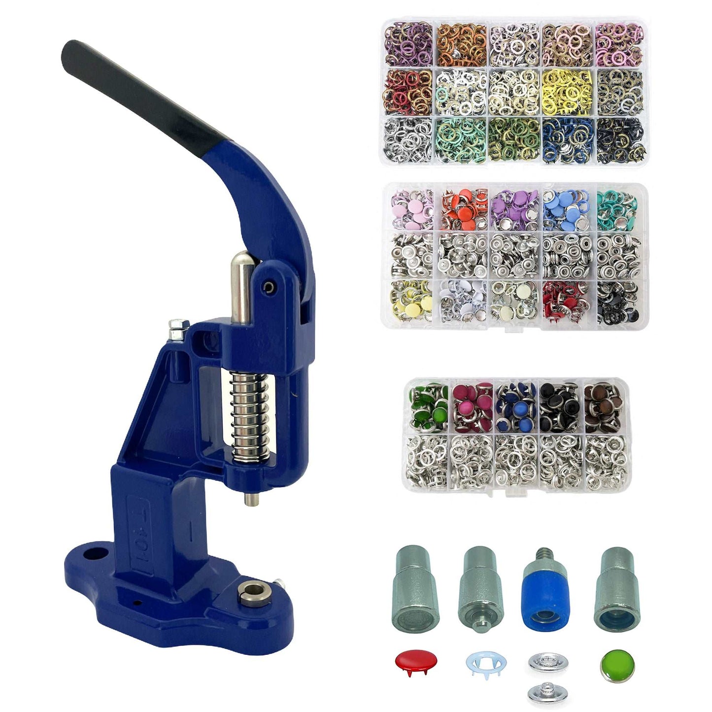 550 Sets of Colorful 9.5 mm Variety Prong Snaps Buttons Set with Manual Press Machine and Snap Button Dies