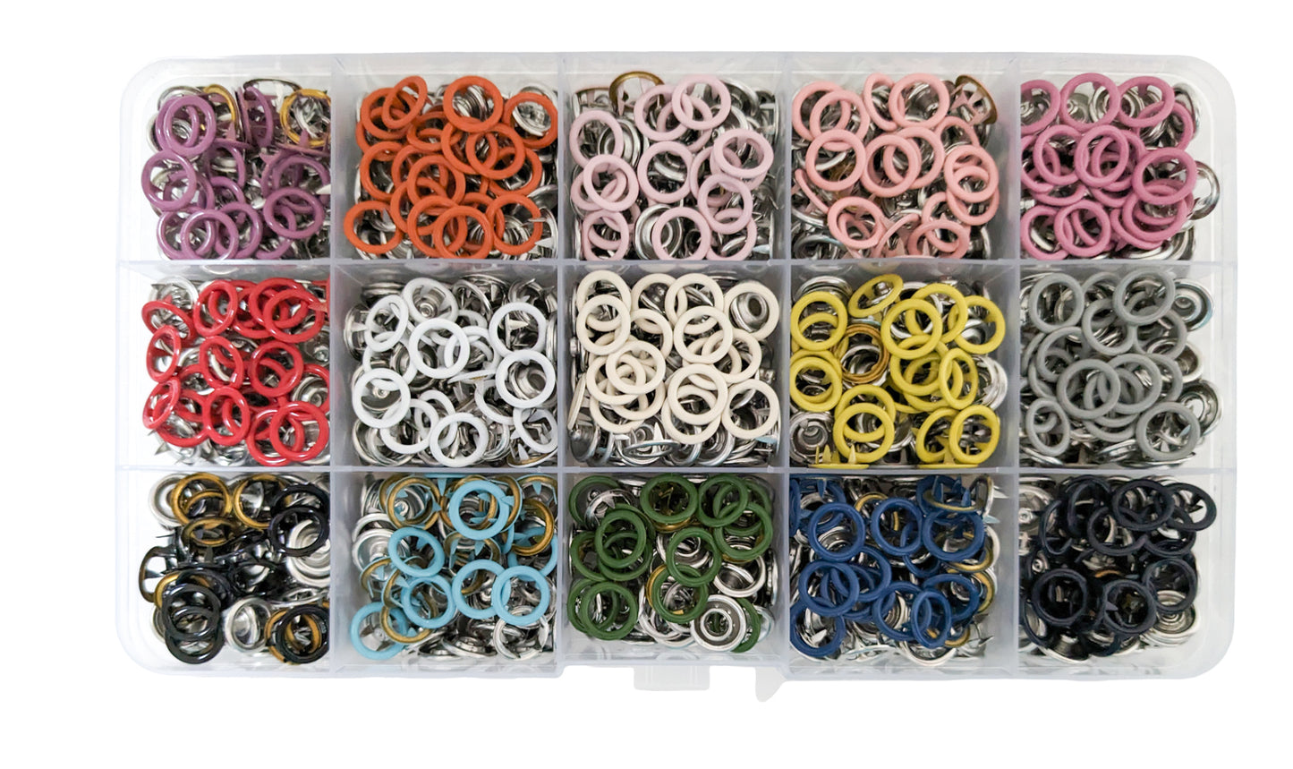 9.5 mm Prong Open Ring Snaps in 15 colors- 50 Sets