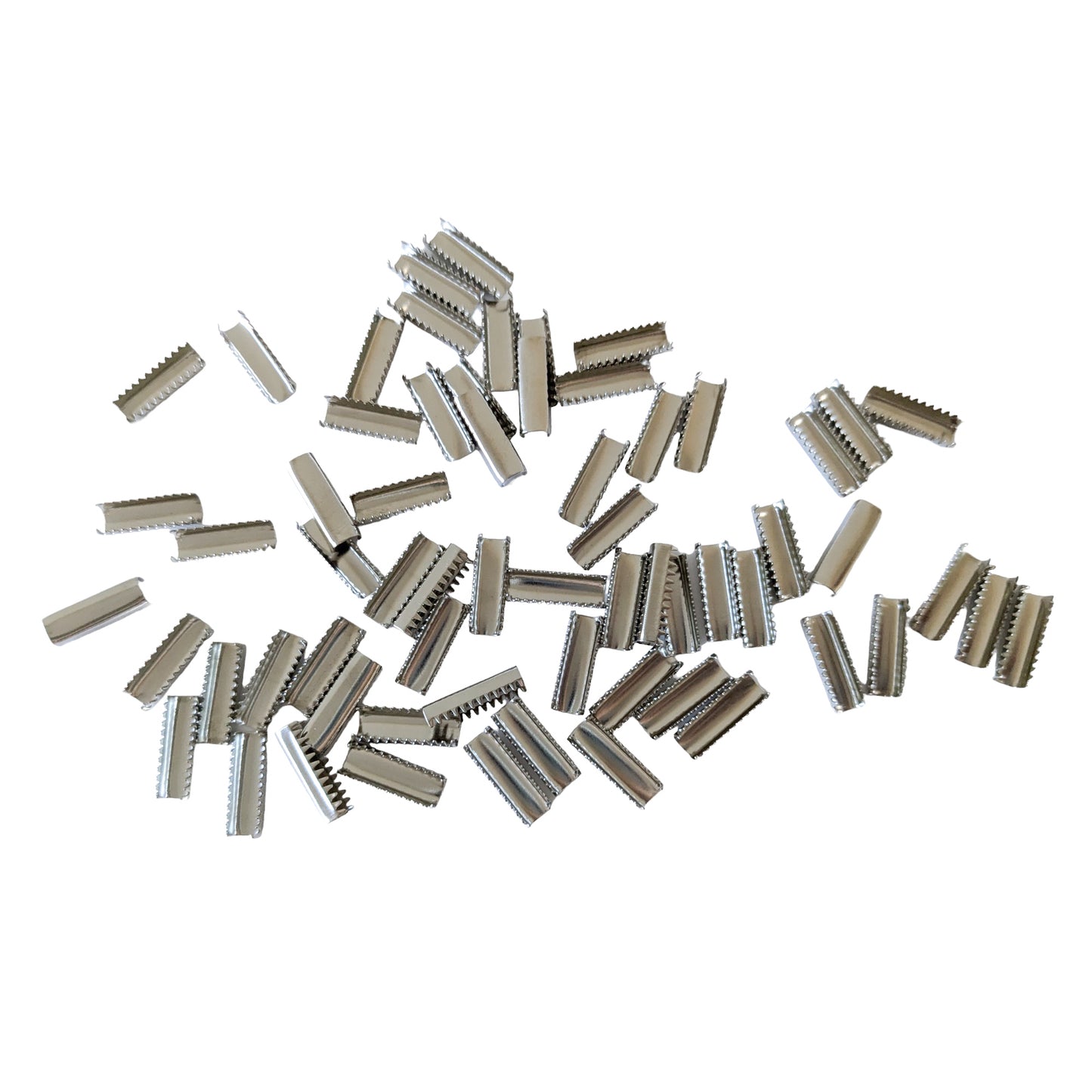Silvertone Brass Material Fold Over Crimp End Caps For Rope Ribbon Decoration Leather Fastener Clasps Jewelry Craft SuppliesDIY Access (0.59"-14.9mm)ories