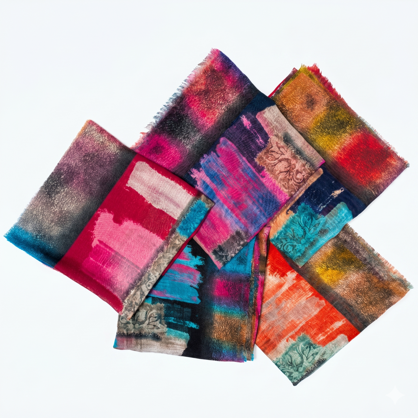 Large 36" Square Lightweight Scarf for Women - Poly-Viscose Artful Patchwork Design