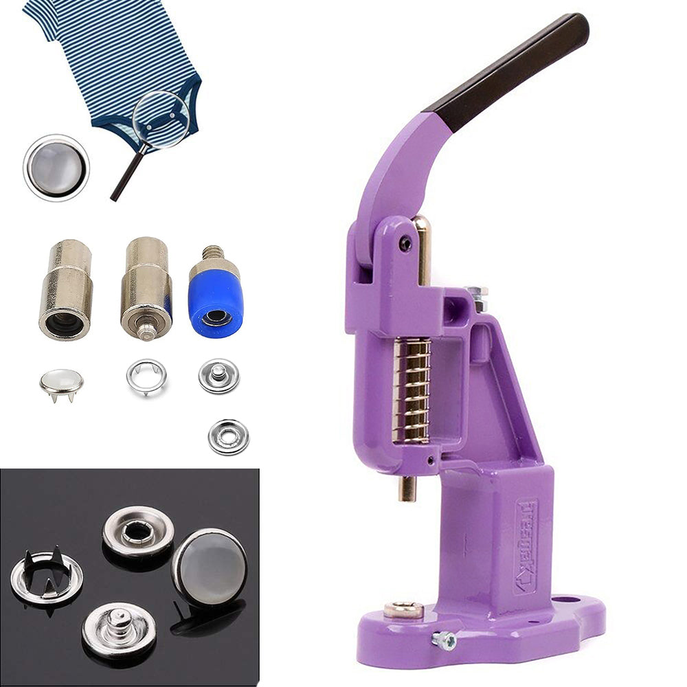 100 Sets 4 piece 9.5 mm Pearl Capped Prong Snap Button Set with Manual Grommet Machine, DIY Fastener Dies