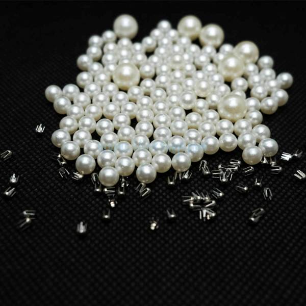 White Color Imitation Pearl Beads, Round Acrylic Beads (1,76 oz = 50 grams)
