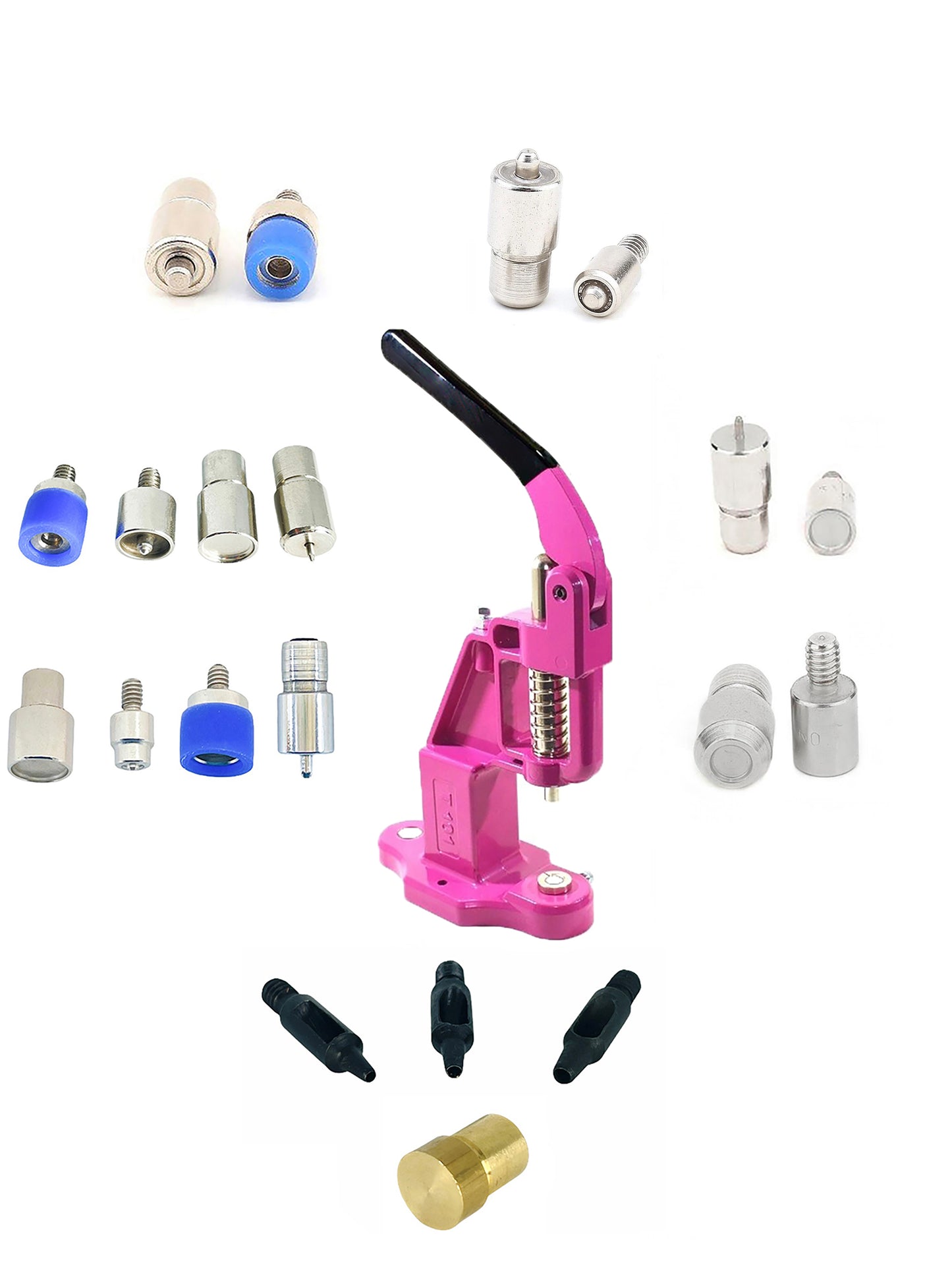 Mixed Dies Set with Hand Press Hole Punches, Essential Dies for Snap Buttons, Eyelets, Grommets, Rivets Setting