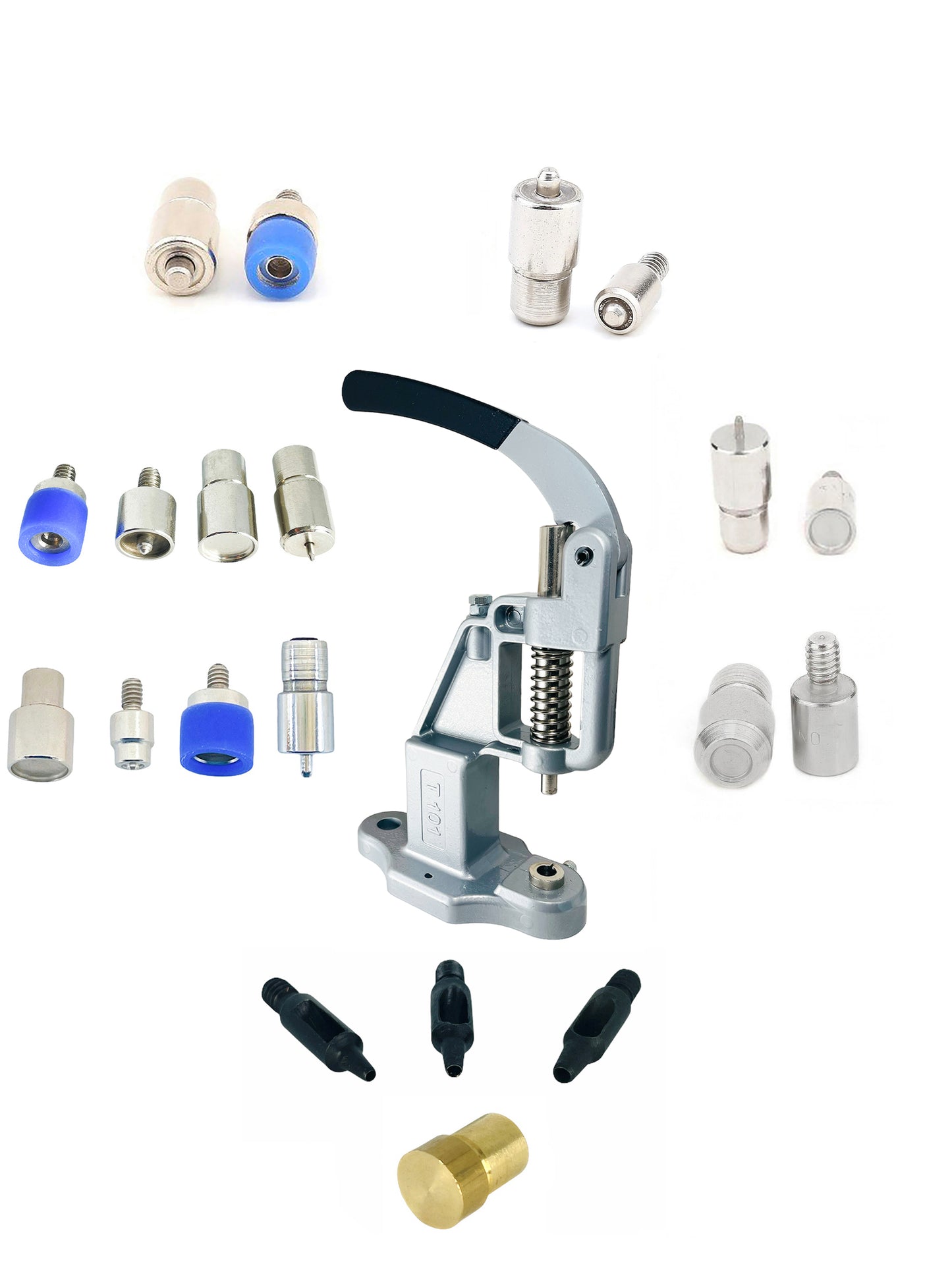 Mixed Dies Set with Hand Press Hole Punches, Essential Dies for Snap Buttons, Eyelets, Grommets, Rivets Setting
