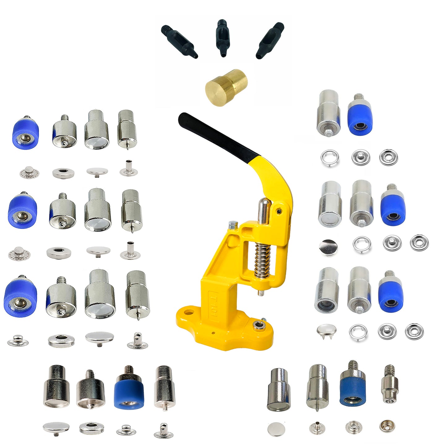 Hobby Trendy Ultimate Snap Button Die Set with Manual Hand Press Machine and 100 sets of matching snap buttons ( 800 Total)