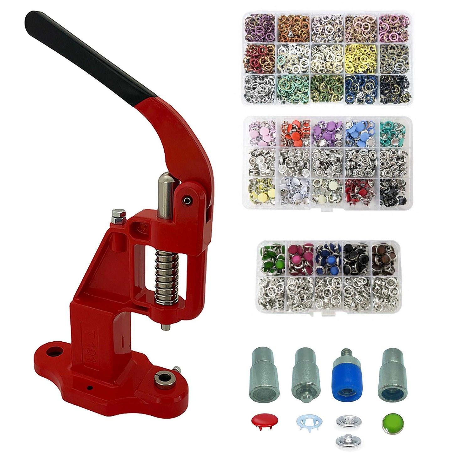 550 Sets of Colorful 9.5 mm Variety Prong Snaps Buttons Set with Manual Press Machine and Snap Button Dies