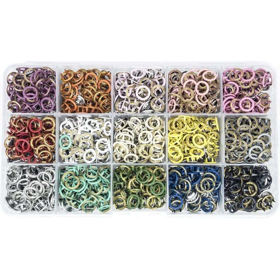 300 Sets 9.5 mm Prong Open Ring Snaps in 15 colors