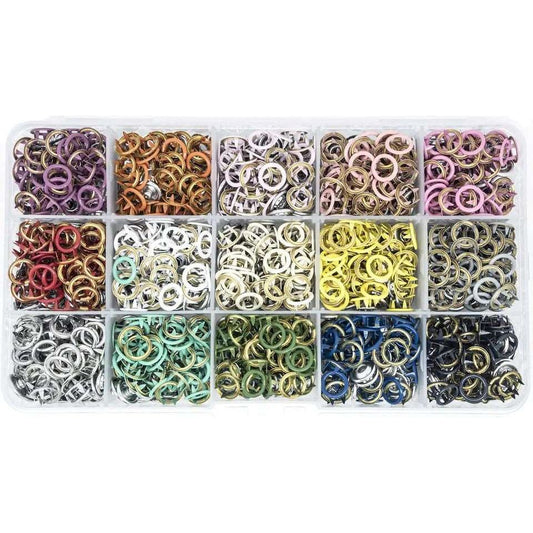 300 Sets 9.5 mm Prong Open Ring Snaps in 15 colors