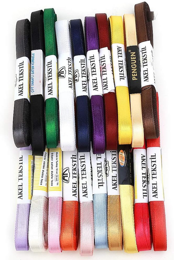Hobby Trendy 10 Yards, ( 1cm -3/8" ) Solid Double Sided Satin Ribbon for Gifts Wrapping Crafts Boutique Fabric Ribbons (Copy)