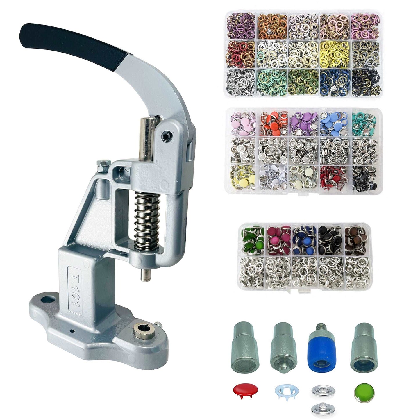 550 Sets of Colorful 9.5 mm Variety Prong Snaps Buttons Set with Manual Press Machine and Snap Button Dies
