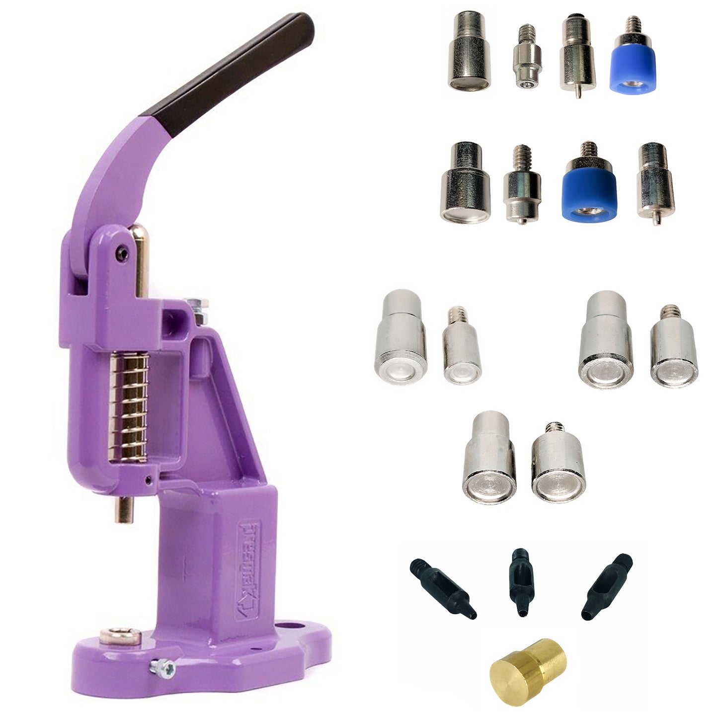 Hand Press Kit with Utility Snap Dies and Double Capped Rivet Dies