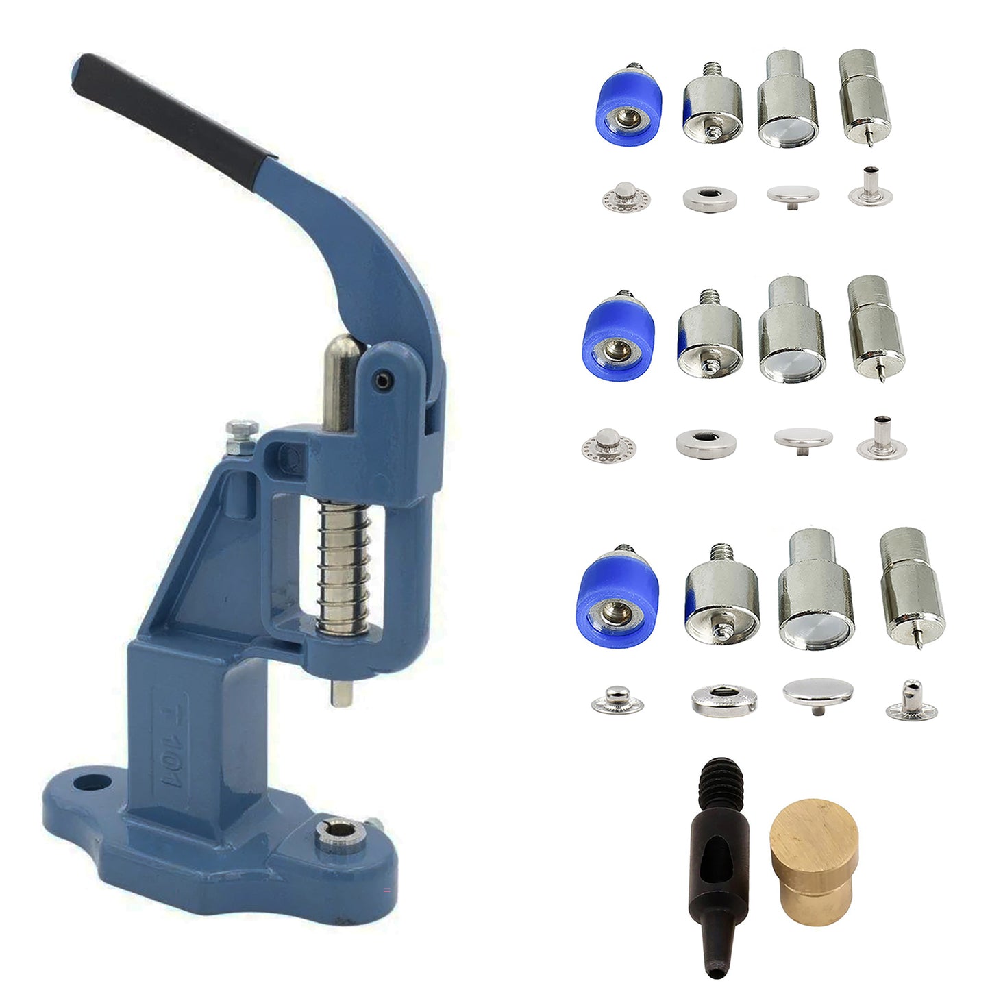 Hobby Trendy Hand Press Set with 300 Sets of Stainless Steel Fashion Spring Snap Buttons and Matching Dies and a Hole Punch