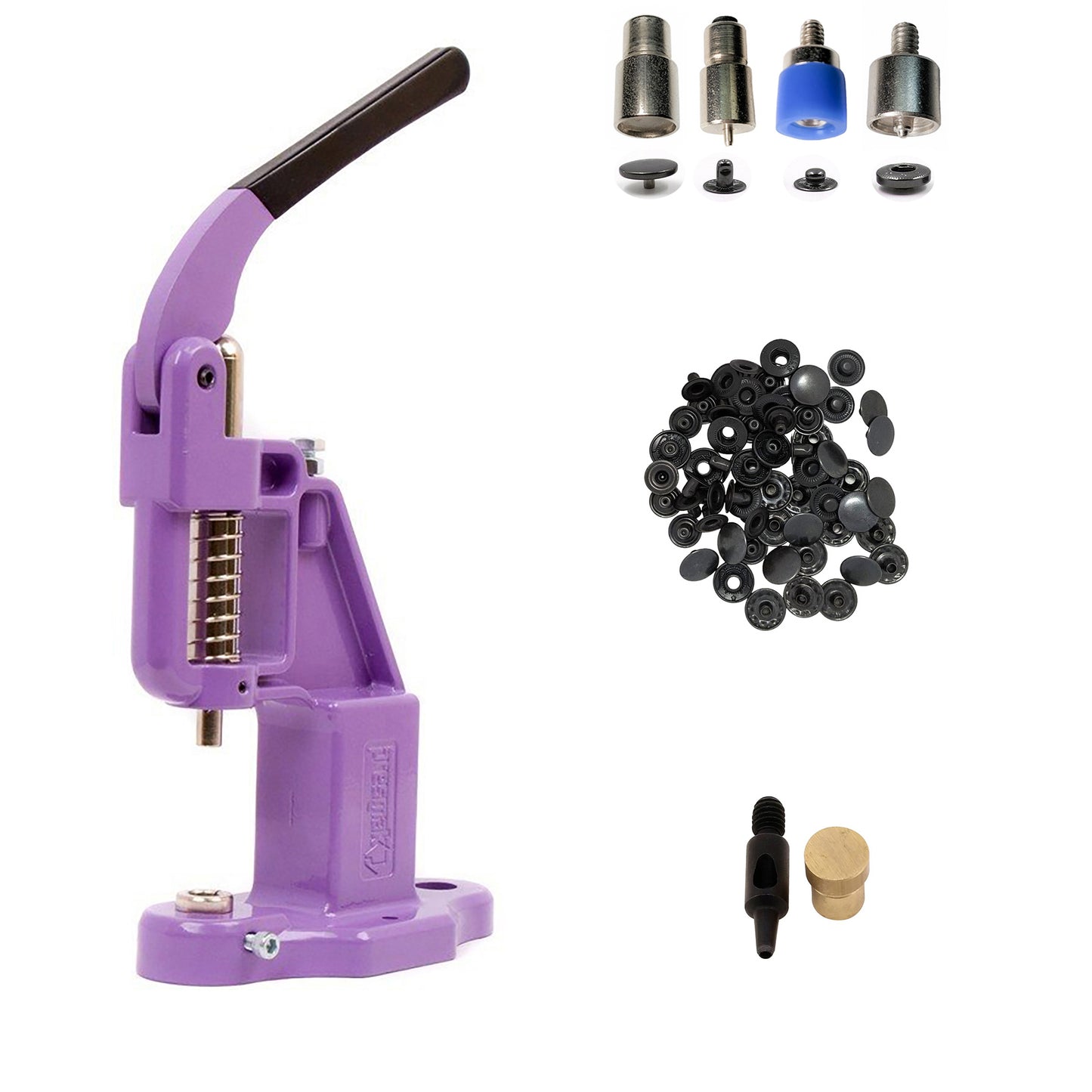 720 sets of 10mm (line 16) VT2 4 Piece Fashion Snap Buttons with Manual Press Machine, Dies, Hole Punch Tool