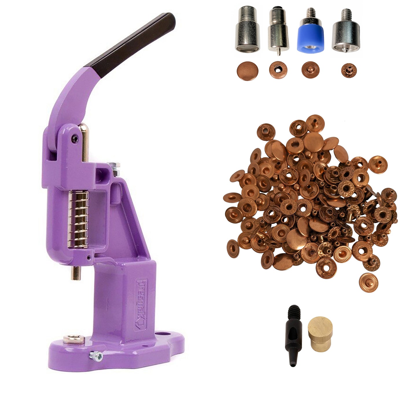 720 sets of 10mm (line 16) VT2 4 Piece Fashion Snap Buttons with Manual Press Machine, Dies, Hole Punch Tool