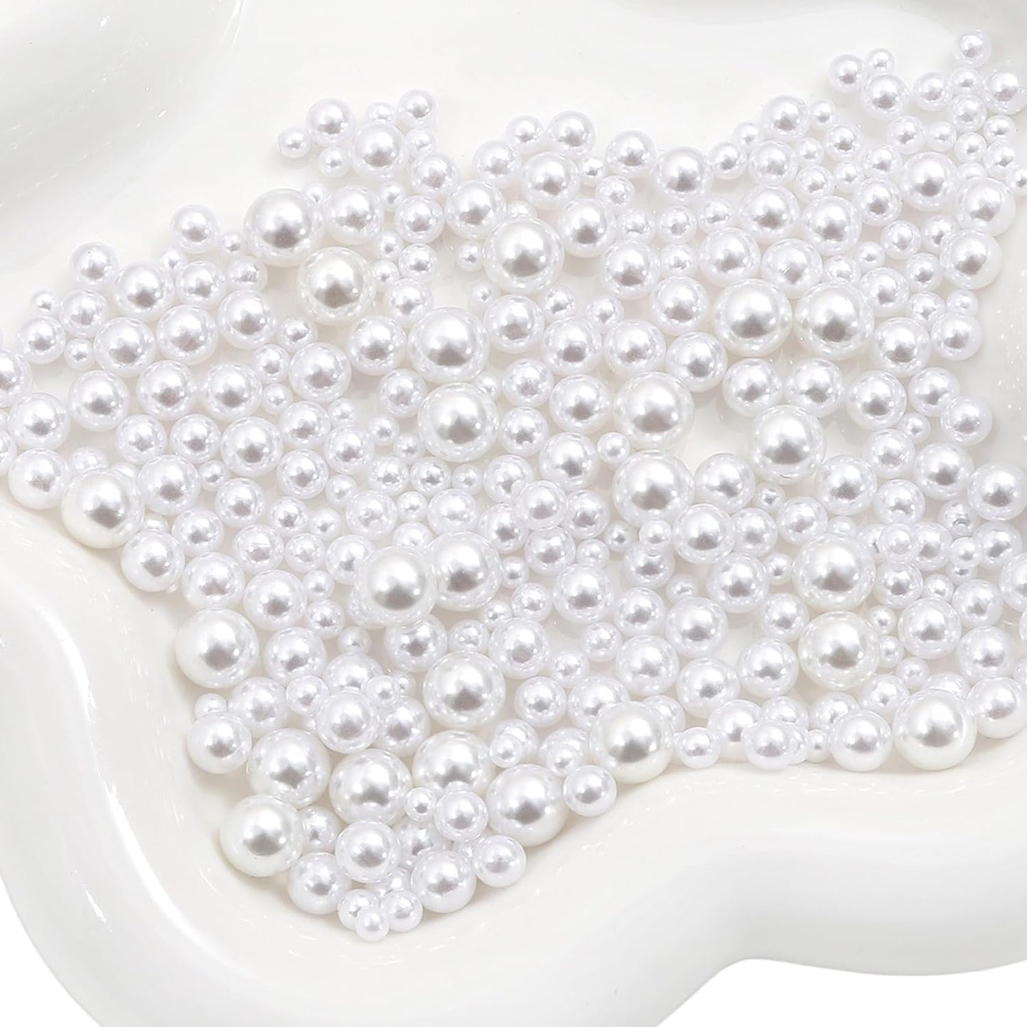 White Color Imitation Pearl Beads, Round Acrylic Beads (1,76 oz = 50 grams)