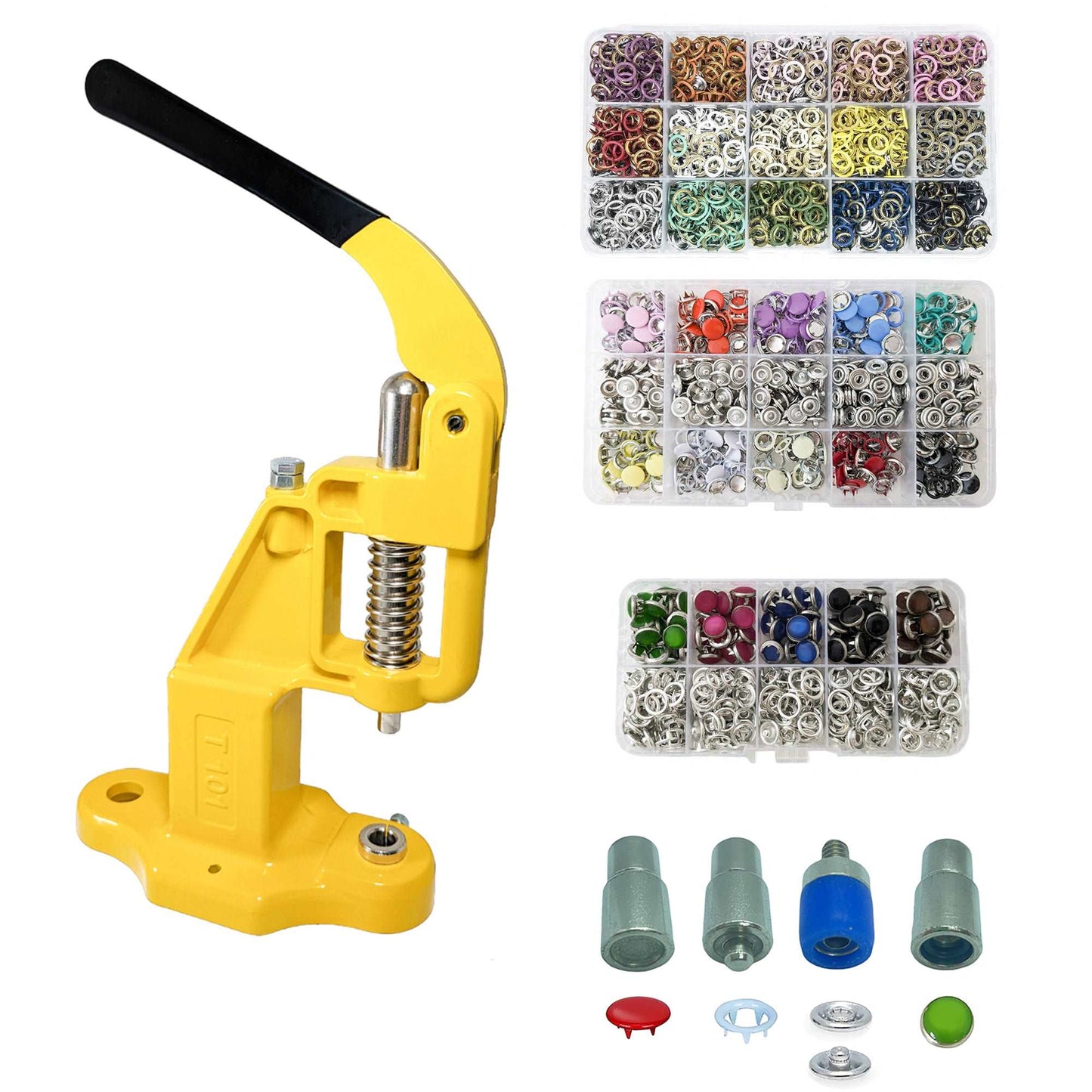 550 Sets of Colorful 9.5 mm Variety Prong Snaps Buttons Set with Manual Press Machine and Snap Button Dies