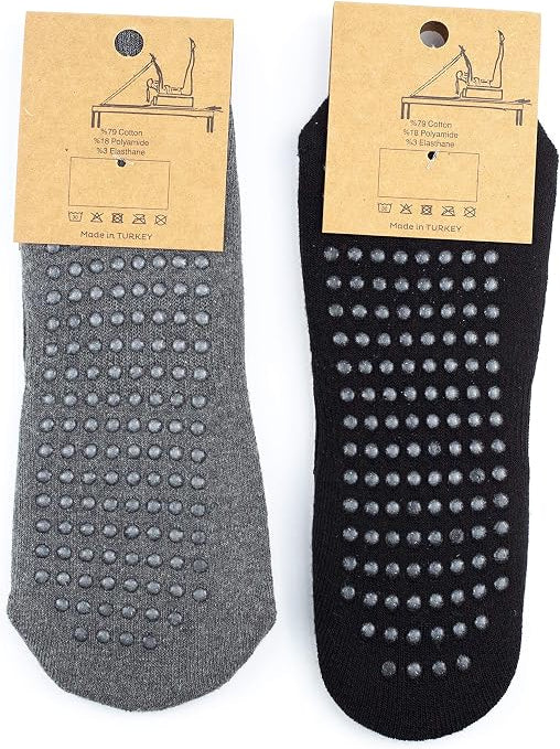 Cotton Yoga Socks Non Slip Ideal for Yoga Pilates Barre Fitness Sticky Toe Grip Socks Great as Slippers Too