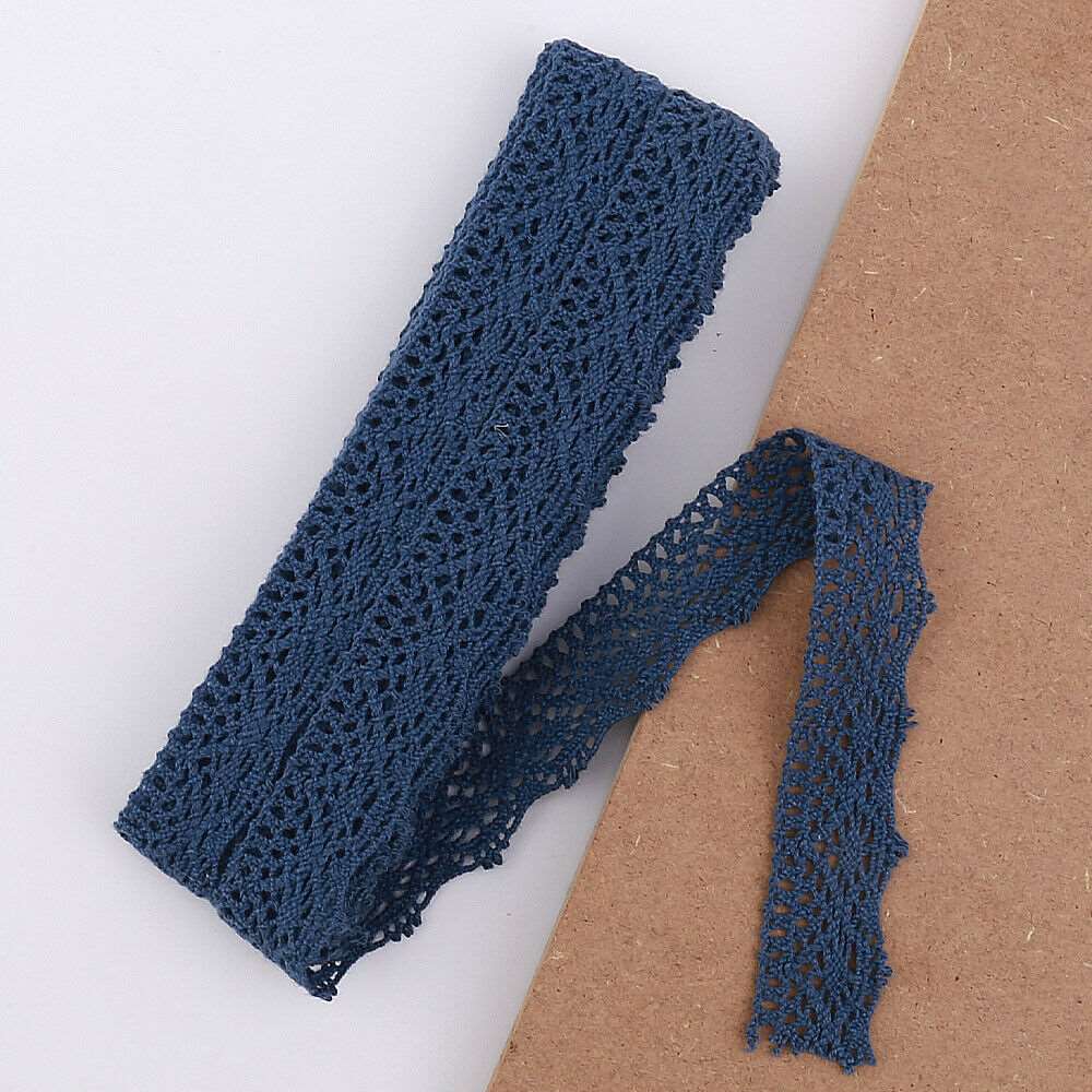 5mt cotton crochet indigo lace vintage trimming (34518)