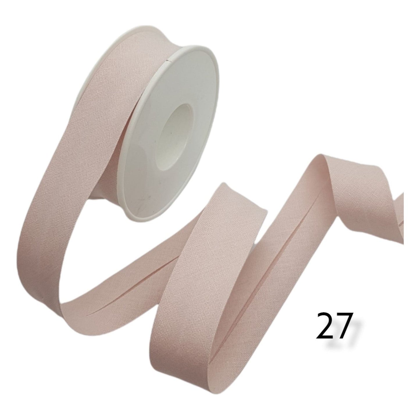 hobby trendy 100% cotton bias binding tape (single fold) 20mm-13/16inch (5meters- 5.46yards) for sewing, seaming, binding, hemming, piping, quilting 27 powder pink