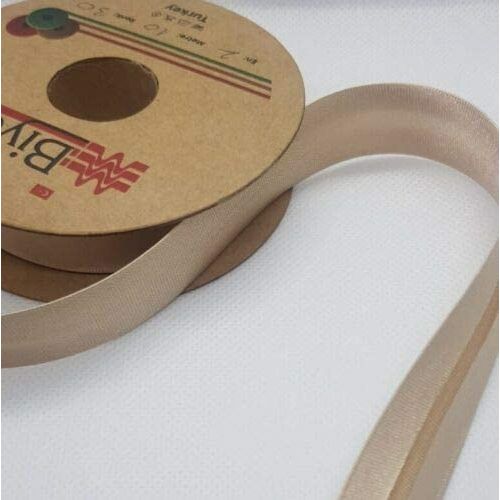 polyester satin bias binding tape (single fold) 20mm-13/16inch (10meters-10.93yds) 10 meter / beige
