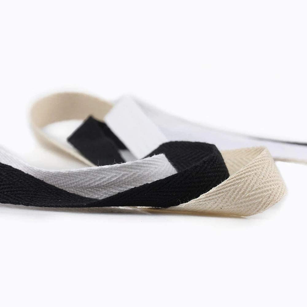 1 inch x 5yards Twill Tape Cotton Strap Herringbone Pattern Off White Beige Tote Bag Handle Purse Luggage Belt Strap - Fabric Ribbon Sewing DIY
