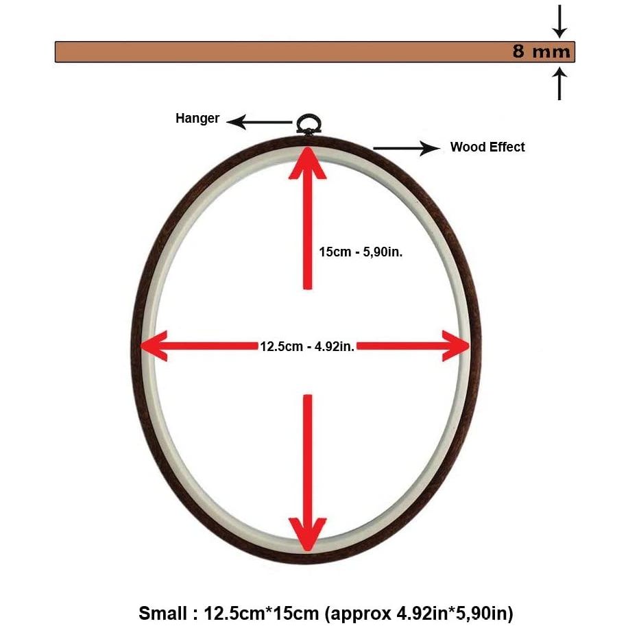 premium quality, plastic oval embroidery hoop with imitated wood look display frame look small