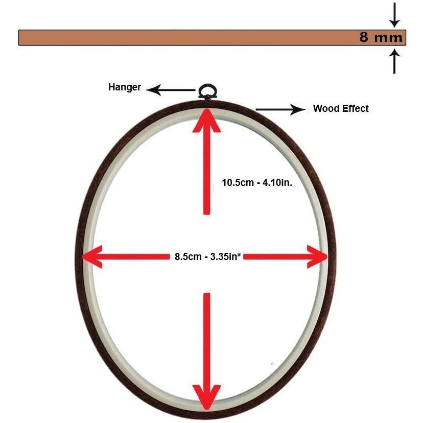 premium quality, plastic oval embroidery hoop with imitated wood look display frame look x-small
