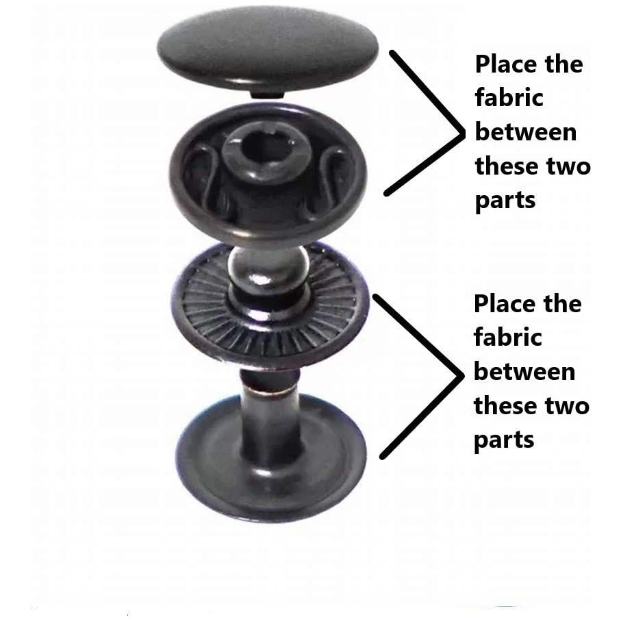 720 sets of 10mm (line 16) vt2 4 piece fashion snap buttons with manual press machine, dies, hole punch tool