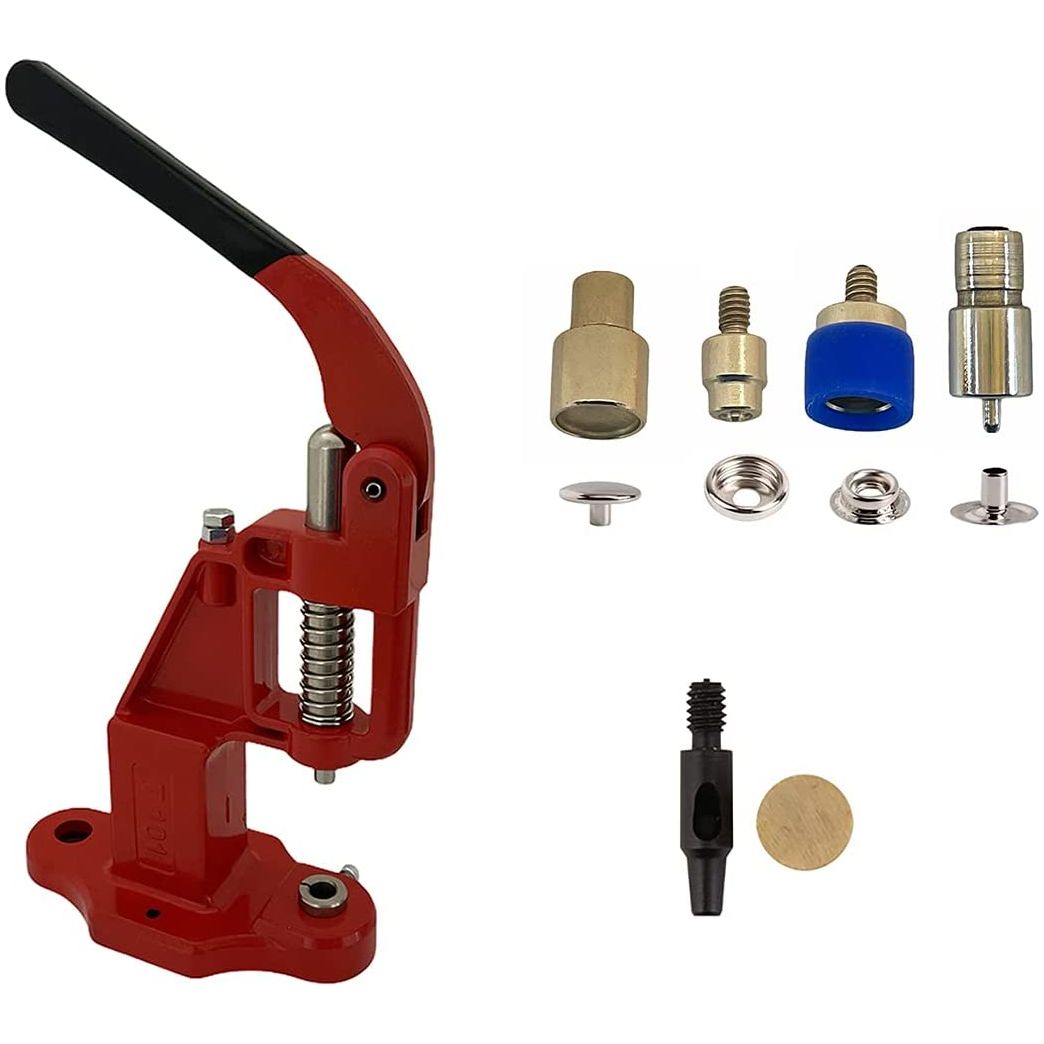 720 sets 4 piece 15mm (line 24) #61 utility snap buttons with manual press machine, dies, hole punch tool red / silver