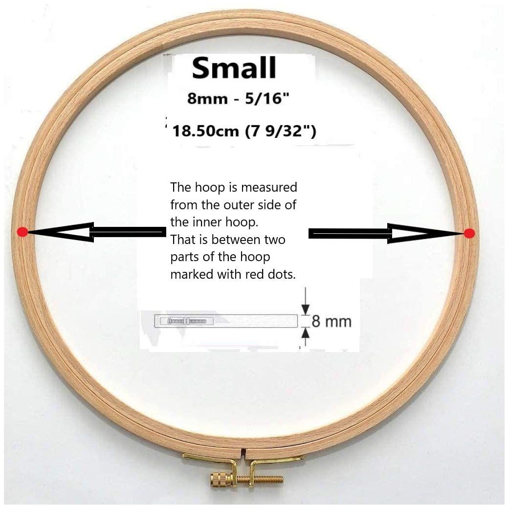 natural beech wood 8mm fine polished round embroidery hoop with brass adjustment screw small